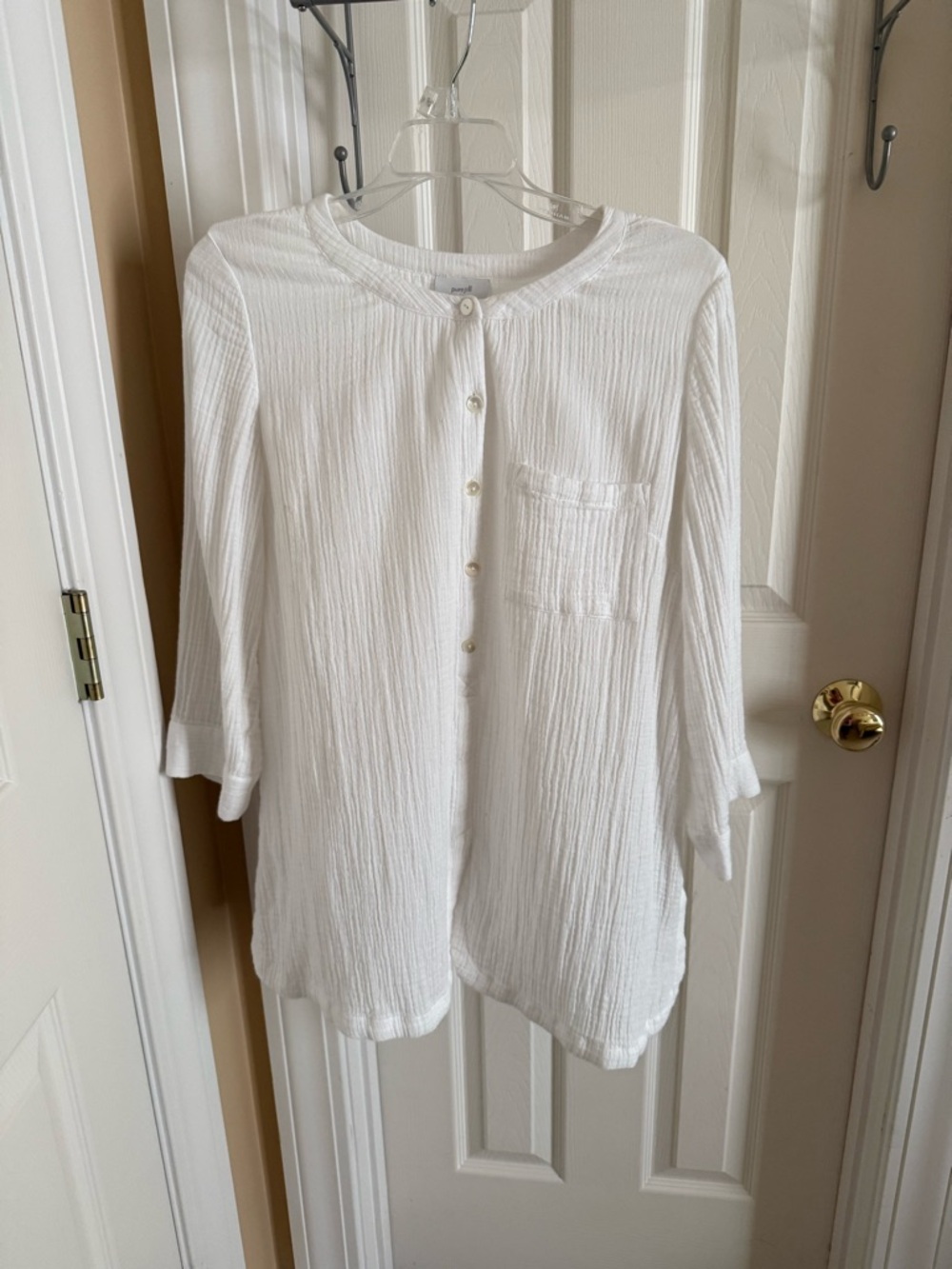 J. Jill Womens Gauze Button Tunic Top White Size Small EUC